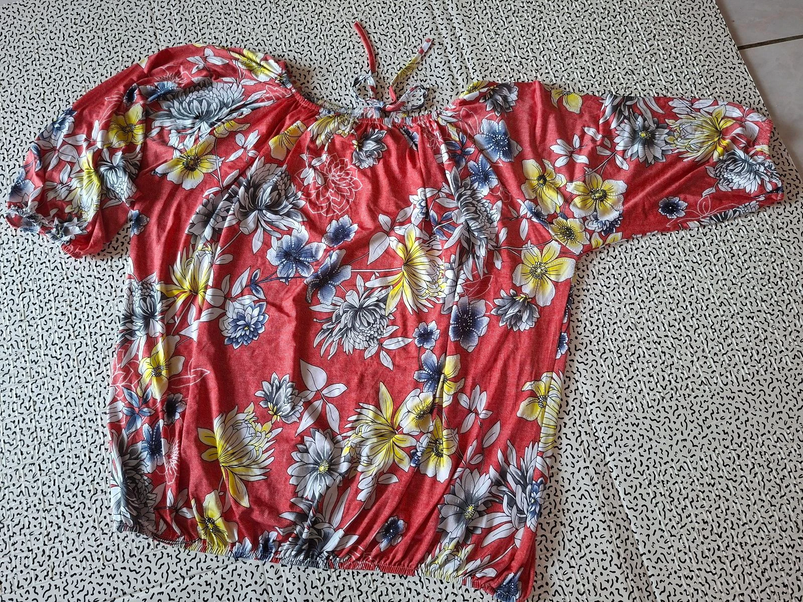 Blusa florida Mielo Moda T3 coral boêmio mangas 3/4 – photo 10